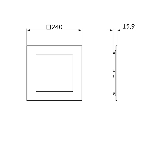 AGBW M240  S - Quadratische Acrylglasblende Weiß mit Gitter Anthrazit für M/R 240 Serie