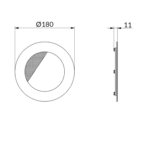 AGBW R180 W - Runde Acrylglasblende Weiss mit Gitter Weiß für M/R 180 Lautsprecher
