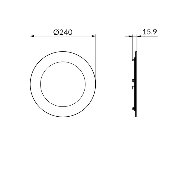 AGBS R240 W - Runde Acrylglasblende Schwarz mit Gitter Weiss für M/R 240 Serie